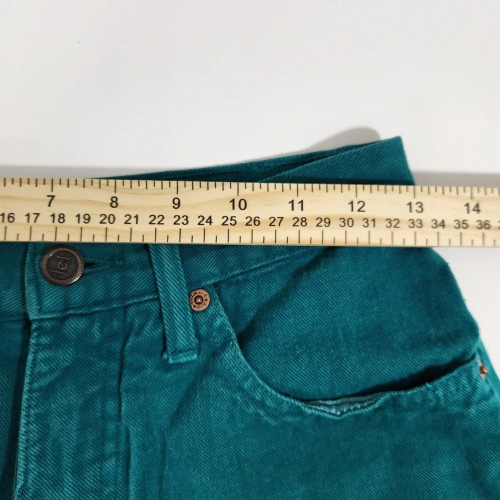 Vintage LEI Teal High Waisted Denim‎ Cuffed Shorts Womens Size 7 Retro 90s Mom
